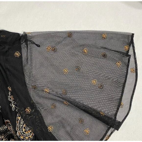 Adrianna Papell 3/4 Sheer Sleeve Beaded Embroidered Black Flower Dress Sz 6 - Picture 5 of 15